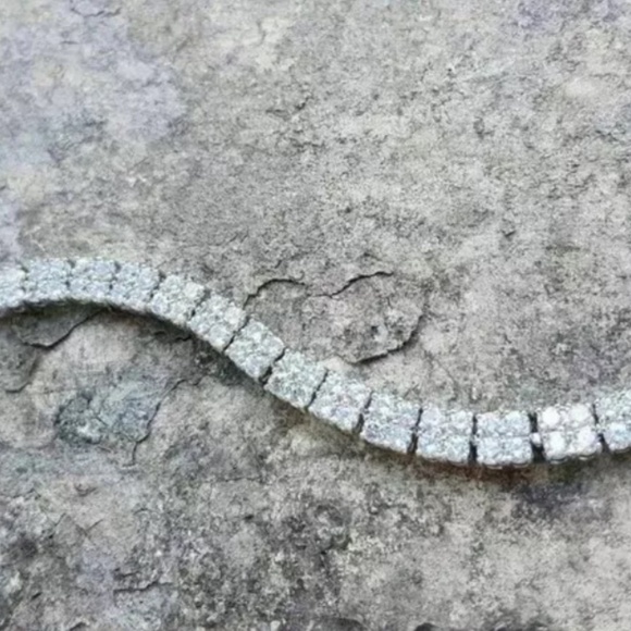 7 inched Long Tennis Bracelet Solid 14K White Gold Round Cut 5 Carat Men & Women - Picture 9 of 11